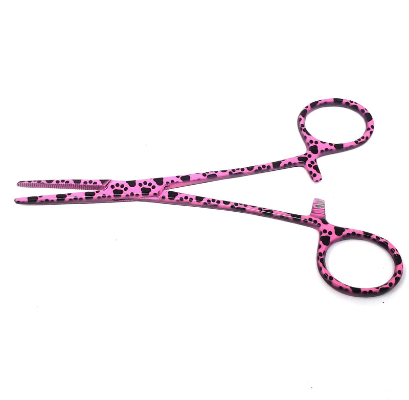 A2Z SCILAB Dog Pet Ear/Nose Hair Puller Grooming Hemostat Locking Forceps Pliers, 5.5" (14cm), Straight (Pink Paws) Pink Paws - PawsPlanet Australia