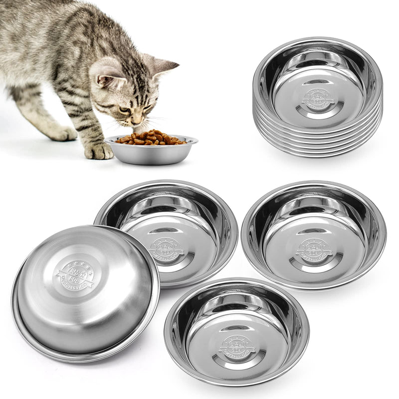 Stainless Steel Cat Bowl - Shallow Wide Flat Cats Food Bowls,Metal Kitten Dishes Whisker Friendly Fatigue Relief,Replacement Basic Kitty Plates for Elevated Stand,Dishwasher Safe（Set of 12） Set of 12 - PawsPlanet Australia