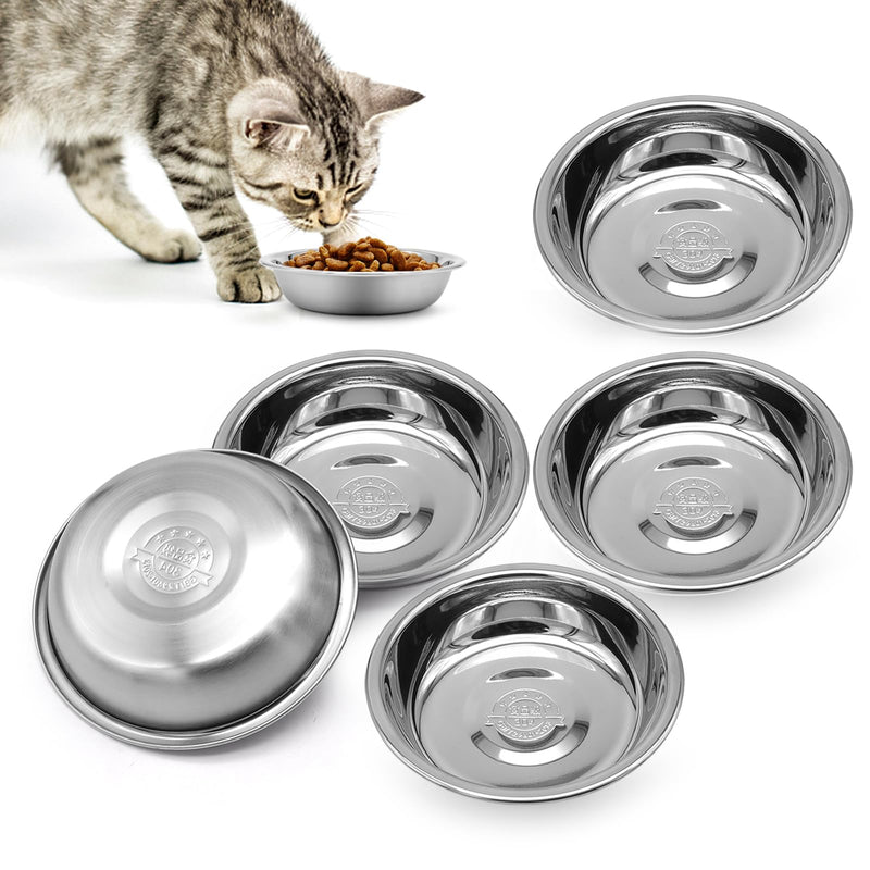 5 PCS Cat Bowls Whisker Friendly, Shallow Wide Flat Cat Food Bowls Stainless Steel,Metal Cat Dishes Whisker Fatigue Relief,Replacement Basic Cat Plates for Elevated Stand,Dishwasher Safe… Set of 5 - PawsPlanet Australia
