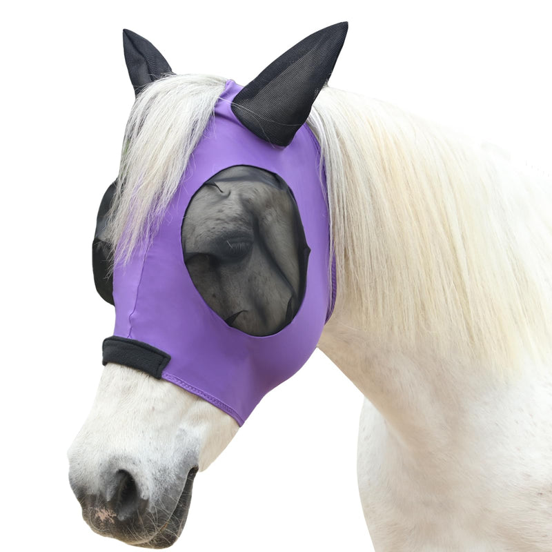 Horse Fly Mask, Fly Masks for Horses with Ears, Super Comfort & Stretchy Fitting Lycra Equine Fly Mask Violet Full Violet(A) - PawsPlanet Australia