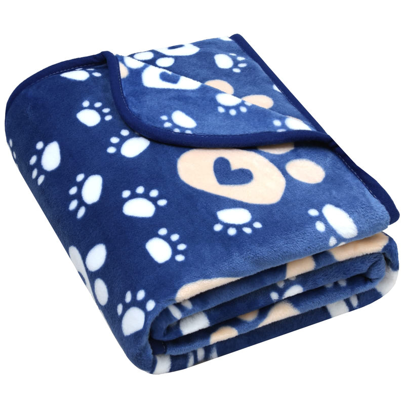 Dog Blanket, Soft Fleece Dog Blankets for Large Dogs, Fluffy Flannel Pet Cat Puppy Blanket Mat Cover for Bed Couch, Cute Paw Print Throw Blanket for Dogs, Blue 60"X50" 60" X 50" - PawsPlanet Australia