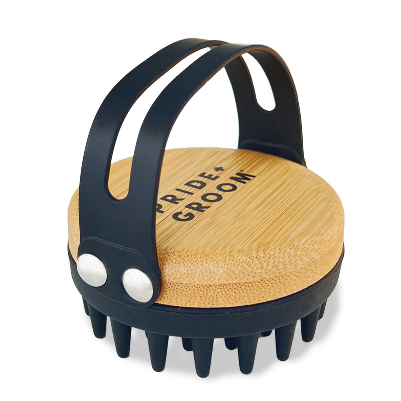 Pride and Groom Bath Brush – Dog Brush with Silicone Teeth & Bamboo Base to Release Debris & Undercoat, Stimulate Natural Skin Oils, Detangle, & Massage in and out of Tub for Healthy Coat - PawsPlanet Australia