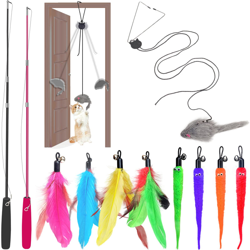 Premium Interactive Cat Toys Set with Feather Wand, Hanging Door Toy & Multiple Attachments - The Ultimate Playtime Solution for Cats - PawsPlanet Australia