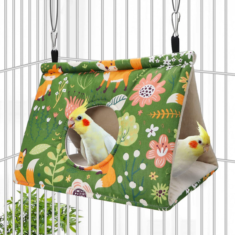 Wontee Bird Nest House Winter Warm Snuggle Hut Bird Bed Hanging Hammock for Parakeets Caique Senegal Quaker Parrots Cockatiels Conures (Large, Green) Large - PawsPlanet Australia