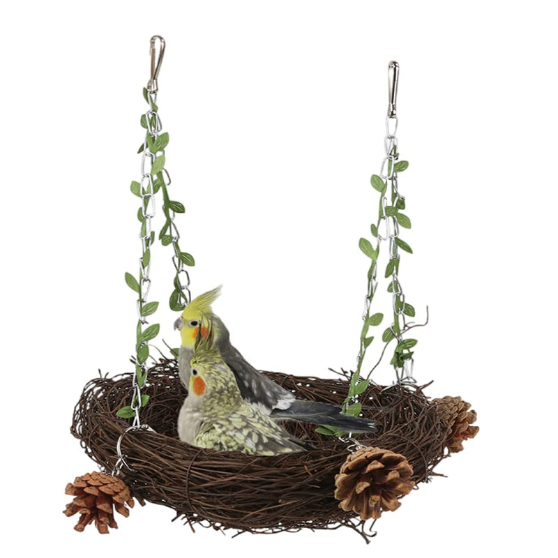 Natural Rattan Nest Small Medium Large Bird Swing for Parrot Parakeet Cockatiel Conure Cockatoo Macaw Amazon African Grey Lovebird Finch Canary Budgie Cage Perch Toy (Small) - PawsPlanet Australia