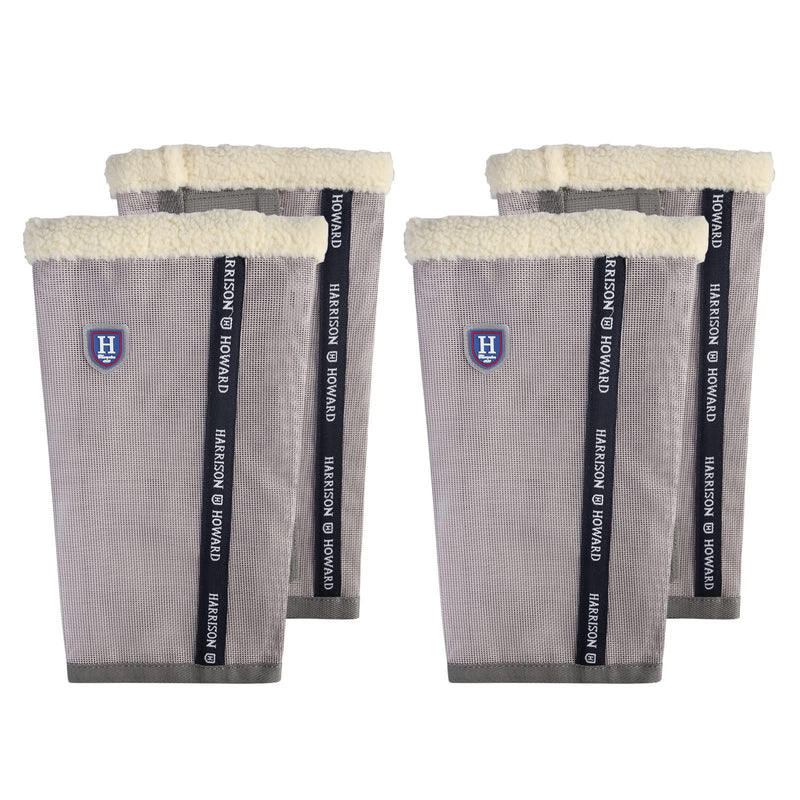 Harrison Howard Loose-Fitting Horse Fly Boots UV-Protective, Breathable, Tear-Resistant Fine Mesh Leggins Stay-on Comfortable Fly Boots with Ultra-Soft Wool Trim (Set of 4) Original Grey Cob (Medium) Cob (Medium)