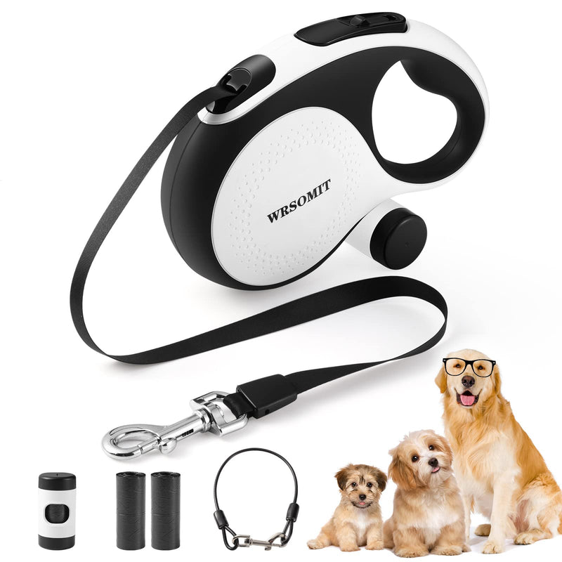 Retractable Dog Leash with Chew Proof Cable, 26Ft Heavy Duty Dog Leash for Small Medium Large Dogs up to 110lbs, 360° No Tangle, One-Handed Brake White Large - 26 ft - PawsPlanet Australia