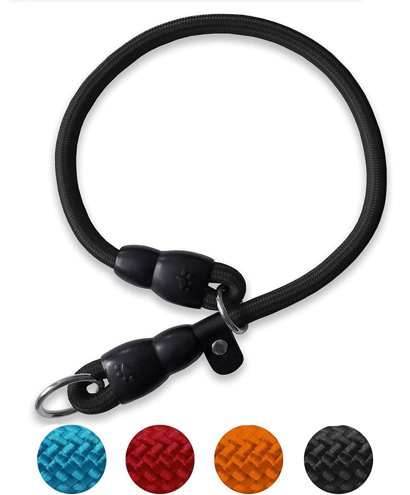 Slip Collar, Dog Choker Collar, Nylon Dog Training Collar with Slidable Stopper No Pull Dog Collars Martingale Collars for Small Medium Large Dogs, Black, L L: Length:25”(suitable for dog's neck 22") - PawsPlanet Australia