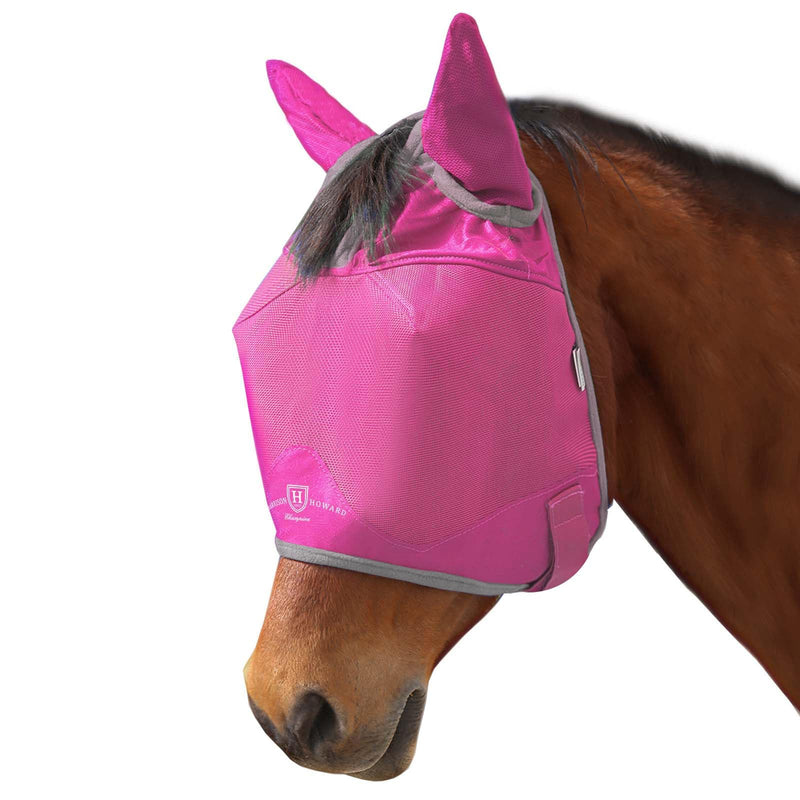 Harrison Howard UV-proof Multi-Function Fabrics Thick Fleece Padding Horse Fly Mask Half Face with Ears Magenta Horse Large Horse (Large) - PawsPlanet Australia