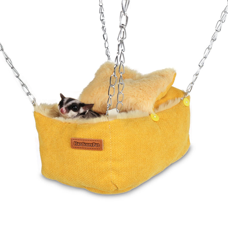 Sugar Glider Pouch, Small Animals Warm Plush Triple Bunkbed，Hamster Hanging Hammock Bed Hideout, Dwarf Hamsters Beds Cage Accessories Toys for Gerbils and Fancy Rat(Yellow) Yellow - PawsPlanet Australia