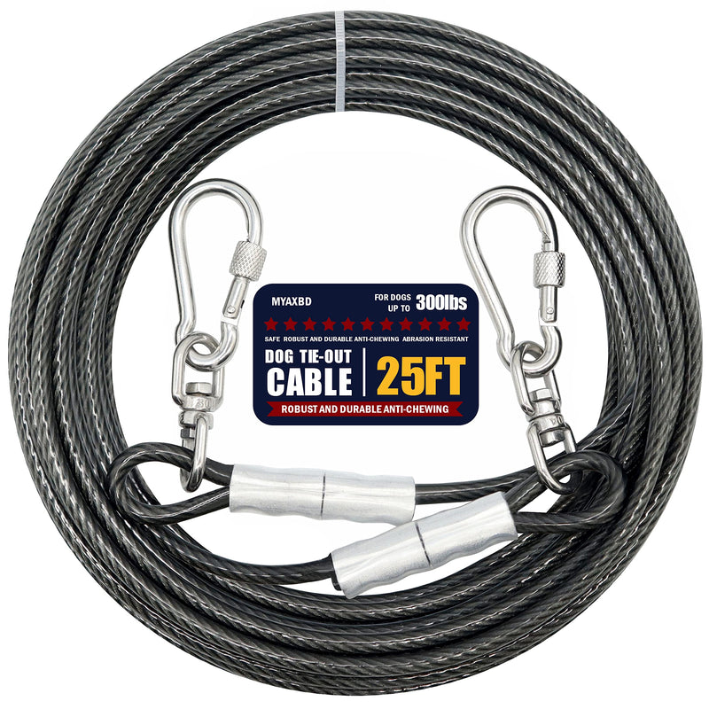 Dog Leads for Yard 25ft - Dog Chains for Outside Heavy Duty,Camping, Chew Proof Dog Runner Long Leash, Training Tether Tie Out Cable for Large Dogs (Grey, Large / 25FT) Grey - PawsPlanet Australia