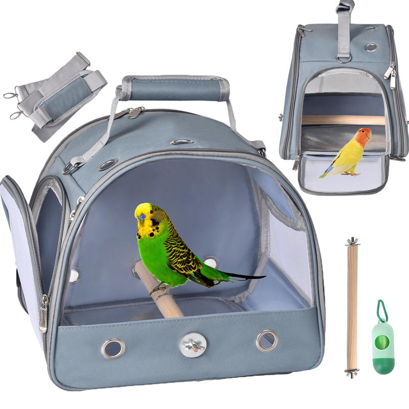 Bird Carrier Travel Cage with Stand (with Tray), Small Bird Travel Carrier for Parrot, Small Bird Cage for Travel Parakeet Carrier with Shoulder Strap, Side Access Window (Blue) BLUE