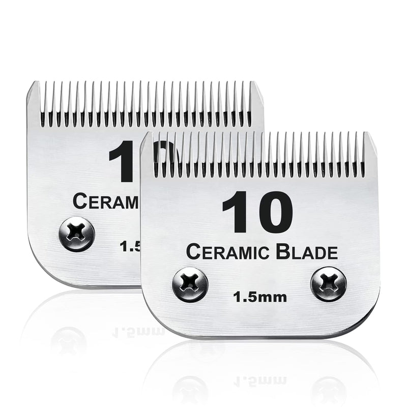AIJALY 10 Blades Dog Grooming Blades Compatible with Andis/Wahl/Oster Pet Clippers AG AGC Ceramic Sharp Size-10, 1/16-Inch Cut Length (#10 Blade/2PC) #10 Blade/2pc - PawsPlanet Australia