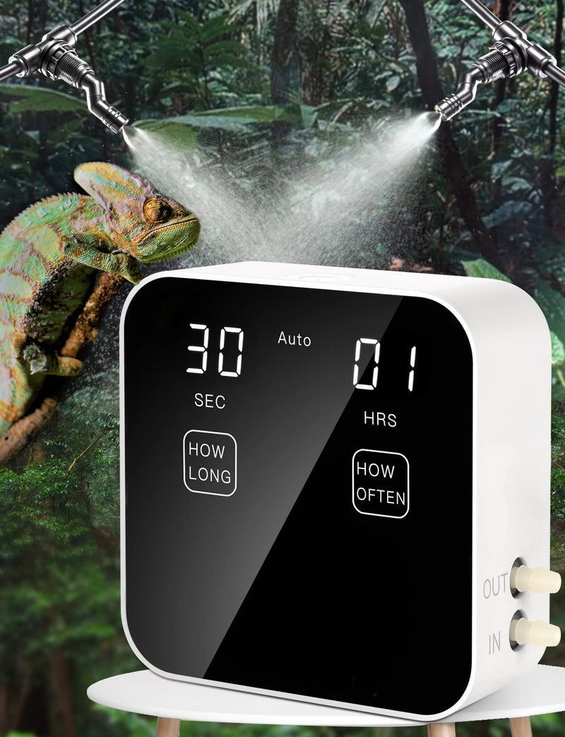 Reptile Mister Automatic, Quiet Reptile Misting System with Timer, Reptile Fogger Humidifiers with Fine Water Mist Nozzles, Terrarium Mister Humidifiers with Water Shortage Protection 2nd Gen Touch Version - PawsPlanet Australia