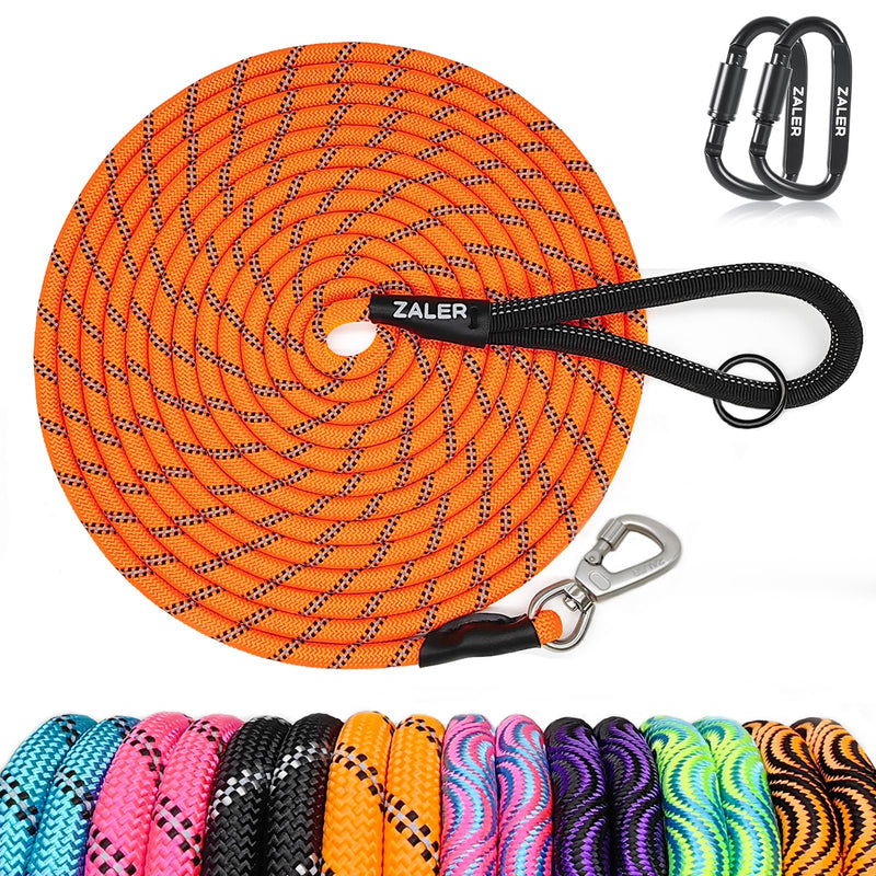 ZALER Long Dog Leash, 50 feet 30ft 20ft 15ft 10ft Dog Training Lead, Heavy Duty Reflective Check Cord Recall Leash for Dogs Training, Playing, Camping, or Backyard (10FT, Orange) 10FT*2/5" - PawsPlanet Australia