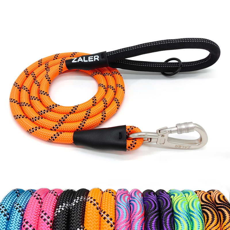Rope Dog Leash, 4/5/6/10/15/20/30/50 Foot Reflective Dog Leashes with Carabiner, Heavy Duty Dog Lead for Large and Medium Dogs (5FT, Orange) 5FT*1/2" - PawsPlanet Australia