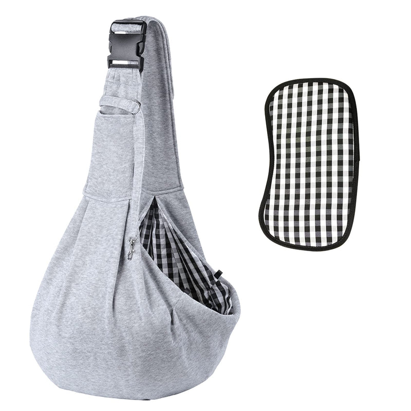 Kanemc Dog Sling Carrier for Small Dogs Cat Puppy Pets Up to 16.5lbs, Comfy Hard Bottom Support, Adjustable Padded Shoulder Strap, Hands-Free Dog Carrier Sling Bag for Outdoor Travel gray - PawsPlanet Australia