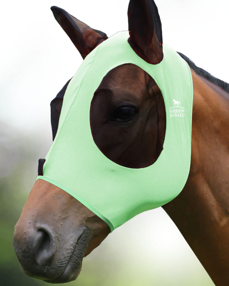 Harrison Howard Super Comfort Stretchy Fly Mask Large Eye Space with UV Protection Soft on Skin with Breathability Cool Mint S Pony Pony (Small) - PawsPlanet Australia