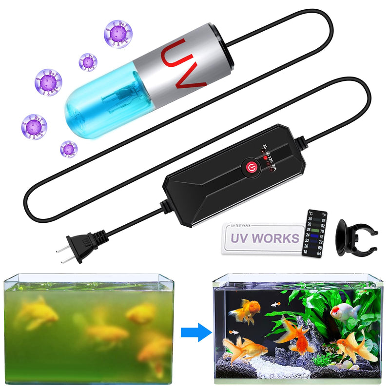 Aquarium Clean Light，3 W mini Submersible Algae Removal Light with Timer,Aquarium Water Clean Green Clear Waterproof Clean Light for Pond,Swimming Pool - PawsPlanet Australia