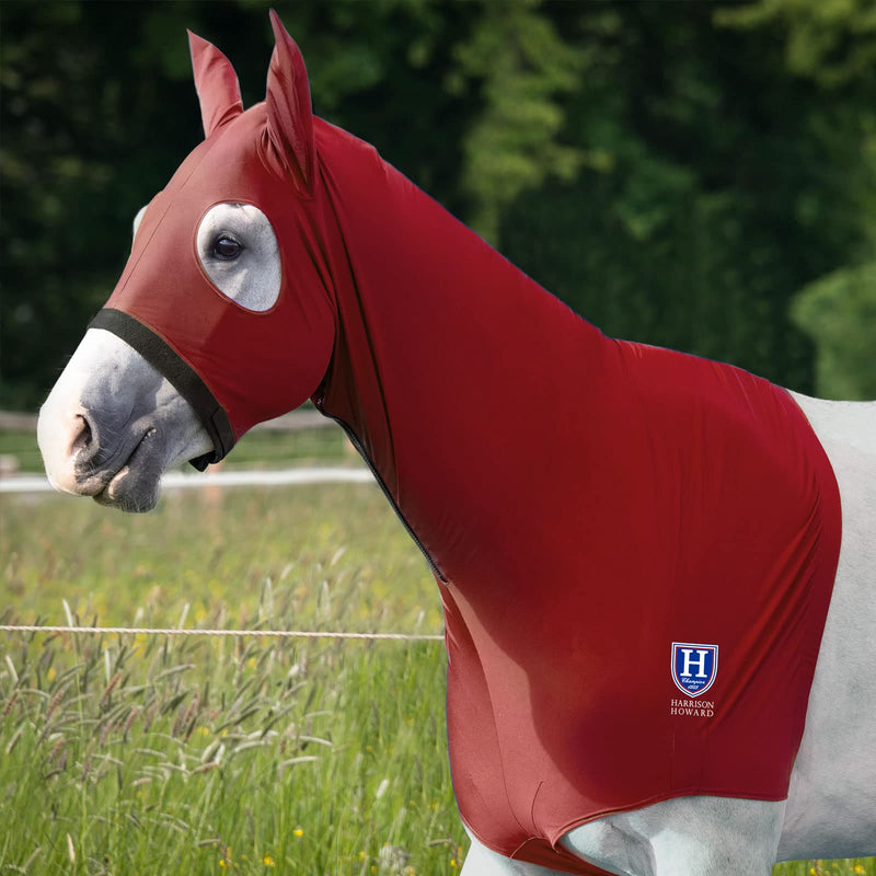 Harrison Howard Stretch Horse Slinky Hood All-Covered Comfortable Horse Sleazy Neck with Zipper -Red Large Red Full (Large) - PawsPlanet Australia