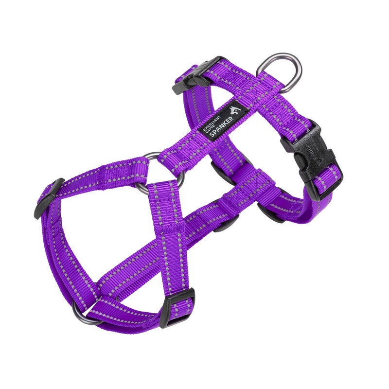 EXCELLENT ELITE SPANKER No Pull Dog Harness Reflective Nylon Vest L-Shaped Adjustable Easy Pet Harness for Small Medium Large Breeds Dogs Walking Training Black Red(Purple-M) Purple - PawsPlanet Australia
