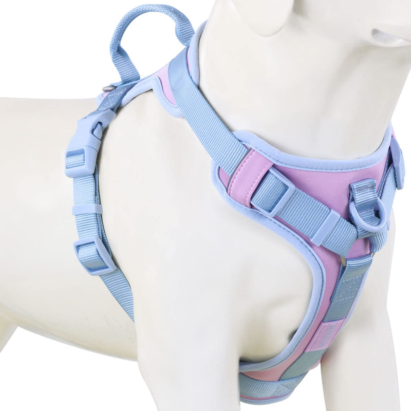 Wolfone No Pull Dog Harness Adjustable Soft Padded Pet Vest with Control Handle Adorable Daily Harness for Dogs（Sweet Lilac M） {M} Neck：14”-20”, Chest：18”-24” Sweet Lilac - PawsPlanet Australia