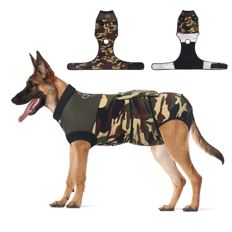 Jiupety Dog Recovery Suit Adjustable, Dog Bodysuit for Abdominal Wound After Surgery, Substitute E-Collar, 3XL Size, Anti-Licking Surgical Dog Onesies, Camo. XXX-Large - PawsPlanet Australia