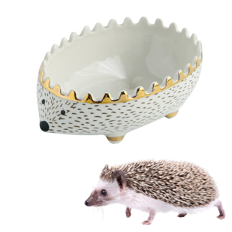 Hedgehog Bowl - Ceramic Small Animal Food Bowl Water Dish Feeder Chew Resistant Prevent Tipping for Hedgehog Hamster Sugar Glider Rat Gerbil Mice Small Animal Cage Accessories (Hedgehog Shape) Hedgehog Shape - PawsPlanet Australia
