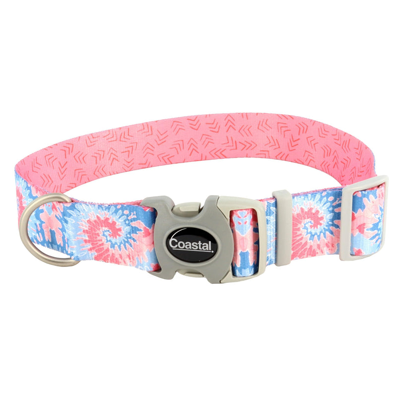 Coastal Pet Sublime Adjustable Dog Collar - Adjustable Plastic Buckle - Vibrant & Colorful Dog Collar with Fade-Resistant Patterns - Pink Tie Dye with Pink Arrows, Medium - 1" x 12"-18" Medium - 1" x 12"-18" (Pack of 1) - PawsPlanet Australia