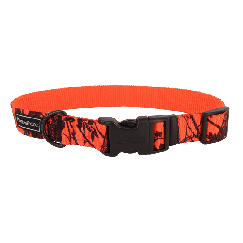 Coastal Pet - Water & Woods Blaze Adjustable Patterned Dog Collar by Coastal Pet - Durable Snap-Lock Buckle - Highly Visible with Forest Silhouette Pattern - Orange Tree, Medium - 1" x 14"-20" Medium - 1" x 14"-20" (Pack of 1)