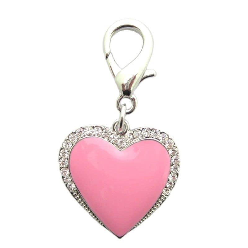 Dog Cat Rhinestones Love Charm Pendant Jewelry Pet Puppy Necklace Collar Accessory Pink - PawsPlanet Australia