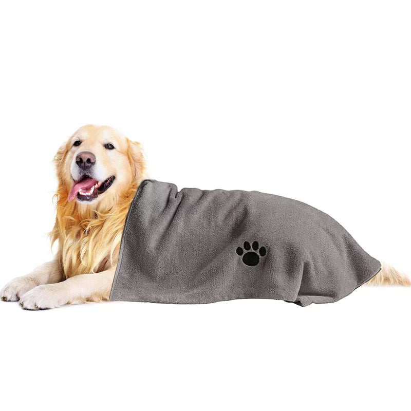 Microfiber Dog Towels for Drying Dogs, Super Absorbent and Soft Pet Grooming Towel, 40 Inch X 23.6 Inch, Perfect Dog Shower & Bath Supplies for Large, Medium or Small Dogs, Grey 40"X23.6"- 1pack - PawsPlanet Australia