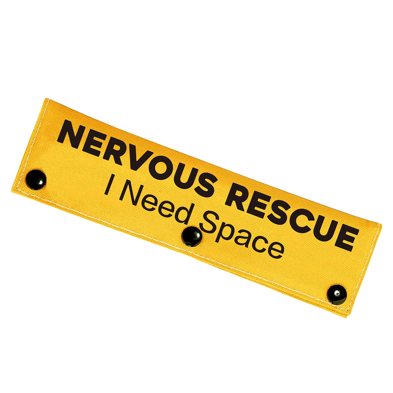 Nervous Rescue Sleeve - Yellow Funny Dog Leash Wrap for Dogs with I Need Space Nervous Rescue Warning - PawsPlanet Australia