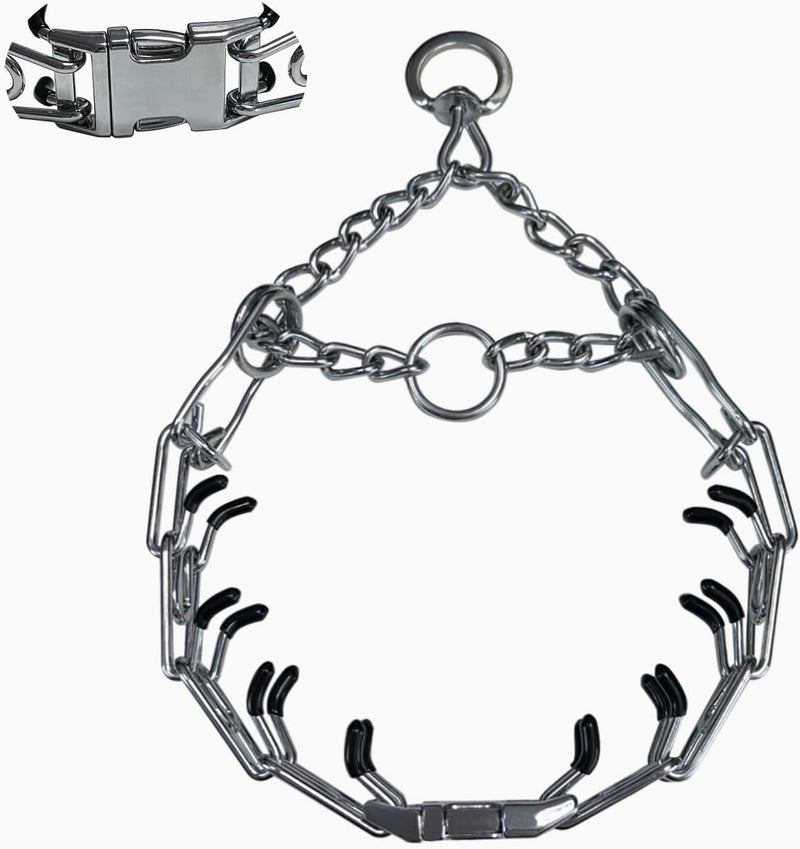 Adjustable Ｎo Pull Collar with Quick Release Buckle and Rubber Caps for Small Medium Large Dogs XL(23-26" Neck, 4.0mm) Silver - PawsPlanet Australia