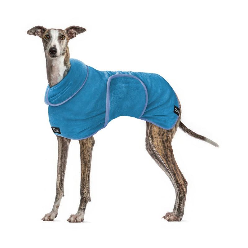 Tuff Pupper Fast Drying Dog Bath Robe | 800 gsm Plush Dog Towel Bathrobe/Dressing Gown | Super Absorbent Pet/Puppy Bathrobe | Adjustable Hood & Belly Strap | Super Soft | Fast Drying (XXL, Blue) XX-Large - PawsPlanet Australia