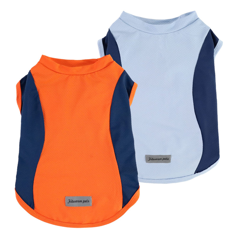 Fitwarm 2 Pack UPF 50+ UV Sun Protection Dog Shirt, Quick Dry Summer Dog Clothes for Small Dogs Boy Girl, Reflective Label, Lightweight Breathable Cooling Vest, Pet Cat Outfit, Orange, Blue, XL X-Large Orange-Blue - PawsPlanet Australia