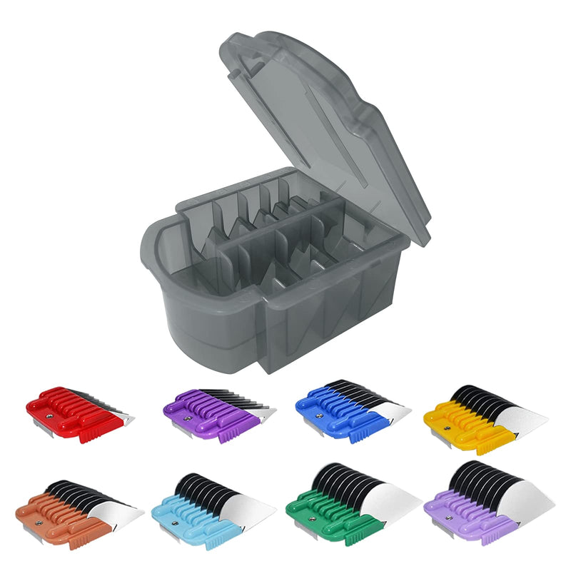 Animal Stainless Steel Attachment 8 Colors Guide Comb Set from 1/8 Inch to 1 Inch(3-25mm),Compatible with Andis, Oster A5, Wahl KM10 Series Clipper Detachable Blade(Only fit for 15# 10# 30# blade) 8 PACK - PawsPlanet Australia