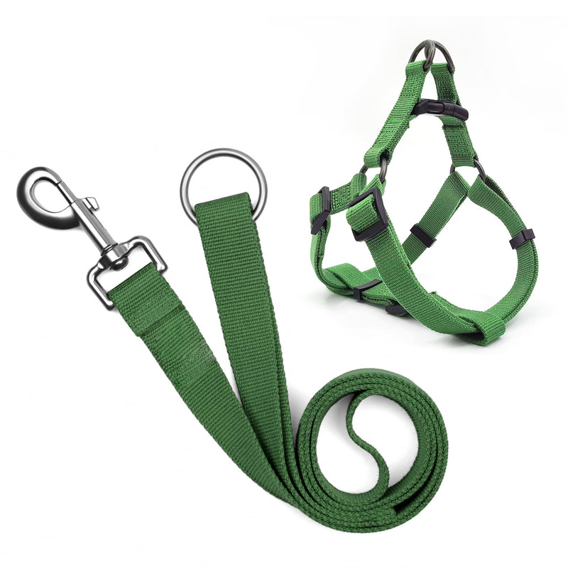 Dog Harness and Leash Set for Large Dogs, Anti-Odor & Soft, Comfortable for Sensitive Skin, No Pull Easy Walk Step-in Adjustable Dog Harness with Leash, Green(90% Bamboo, 10% Polyester) Green Set L 1"W 18"-20"L - PawsPlanet Australia