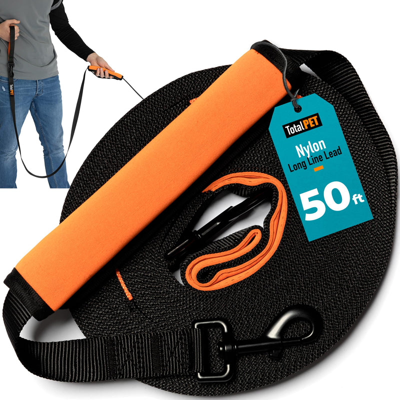 50ft Long Leash for Dogs - Long Line Dog Leash for Training Recall/Commands at Distance - Nylon, Heavy Duty - Ideal for Large & Small Breeds 50ft - PawsPlanet Australia