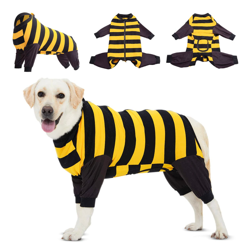 LovinPet Dog Recovery Suit for Large Medium Dogs Bodysuit Onesie for Shedding Skin Disease Pet Pajamas Dog Anti Licking Snugly Suit Dog Bodysuit for Abdominal Wound After Surgery,Yellow/Black,3XL 3XL Black collar/Yellow - PawsPlanet Australia