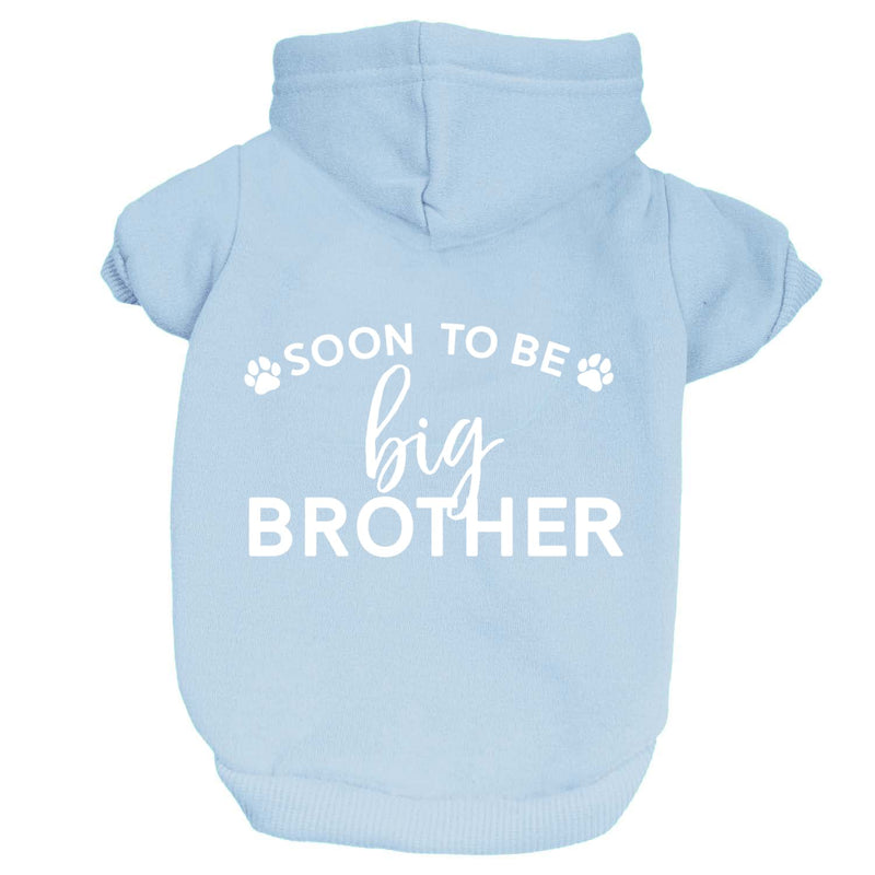 Soon to Be Big Brother Dog Hoodie Fleece Lined Pullover Sweatshirt with Leash Hole (Baby Blue, Small 52) Baby Blue - PawsPlanet Australia