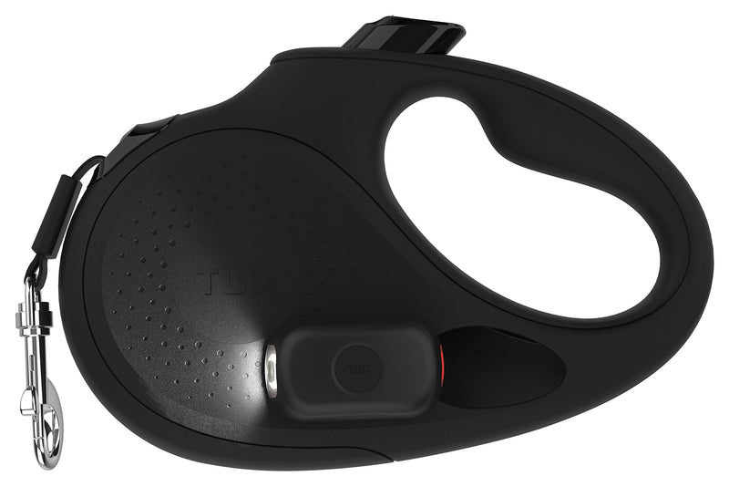 TUG Oval 360° Tangle-Free Retractable Dog Leash | Flashlight Included | Integrated Waste Bag Dispenser Pocket (Small, Black) Small - PawsPlanet Australia