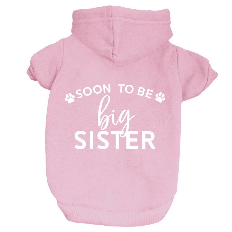Soon to Be Big Sister Dog Hoodie Fleece Lined Pullover Sweatshirt with Leash Hole (Baby Pink, Medium 56) Baby Pink Medium (6-12lbs) - PawsPlanet Australia