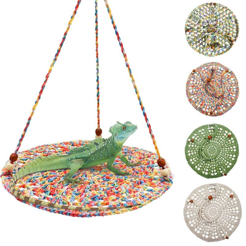 Handwoven Hammock Bearded Dragon Rest Bed Habitats Supplies Climbing Terrarium for Lizard Leopard Gecko Parrots Parakeet Cockatiel Rats Snake Hamster Squirrel Chameleon Small Birds (Dazzling Orange) Dazzling Orange Hook-Hammock - PawsPlanet Australia