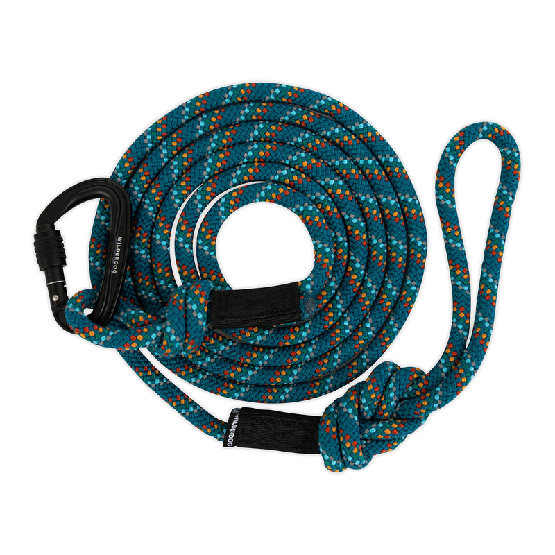 Wilderdog Carabiner Climbing Rope Dog Leash for Medium & Large Dogs - 10ft - Pacific Blue - PawsPlanet Australia