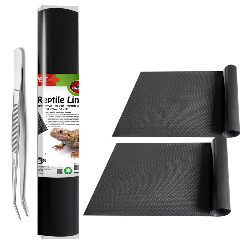 Reptile Substrate Mat Terrarium Liner 2PCS 36 * 18 inch, Bearded Dragon Tank Accessories Reptile Tank Carpet Bedding Non-Adhesive for Leopard Gecko Snake, Lizard and Tortoise 36*18'' Black - PawsPlanet Australia