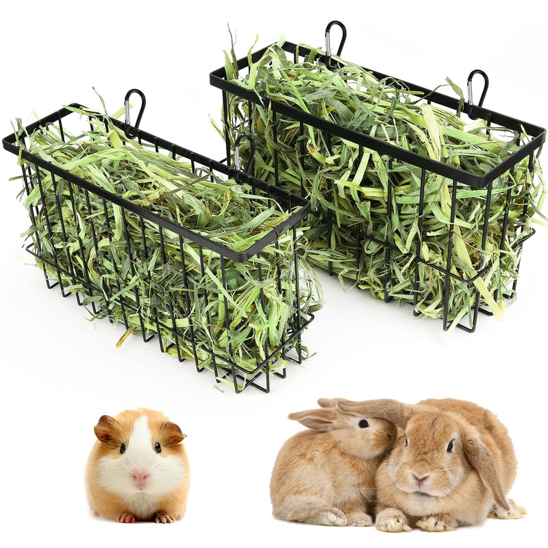 2PCS Rabbit Hay Feeder Guinea Pig Hay Feeder with Heavy Duty Metal Frame hay Rack Pet grass feeder Small animal basket with hook Metal feeding rack for rabbits Guinea pigs Chinchillas Timothy Dark black - PawsPlanet Australia