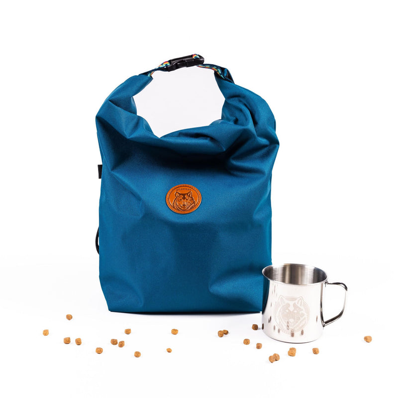 Wilderdog Doggie Bag - Water Resistant, Portable Kibble Carrier & Stainless Steel Mug - Pacific Blue - PawsPlanet Australia