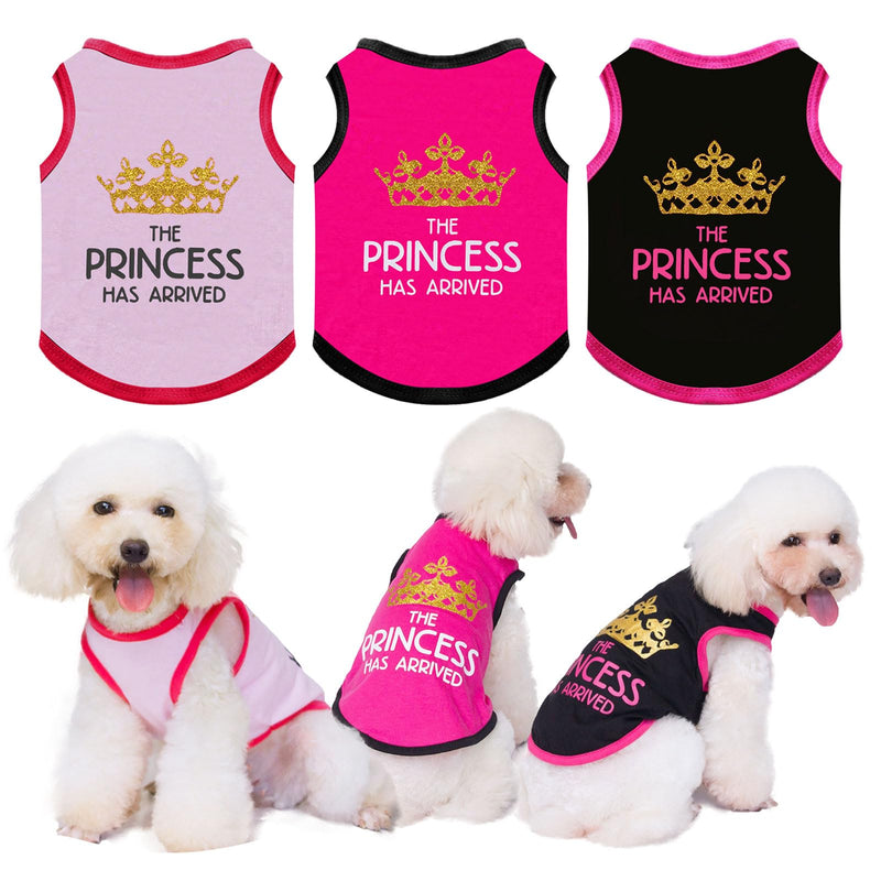 3 Pack Dog Shirts for Small Dogs Dog Outfits Dog Tshirt Cotton Sleeveles Small Dog Clothes for Girl Chihuahua French Bulldog Dachshund Clothes The Printed Prince Pink,Red,Black, M Medium （ suggest chest less than15'') princess - PawsPlanet Australia