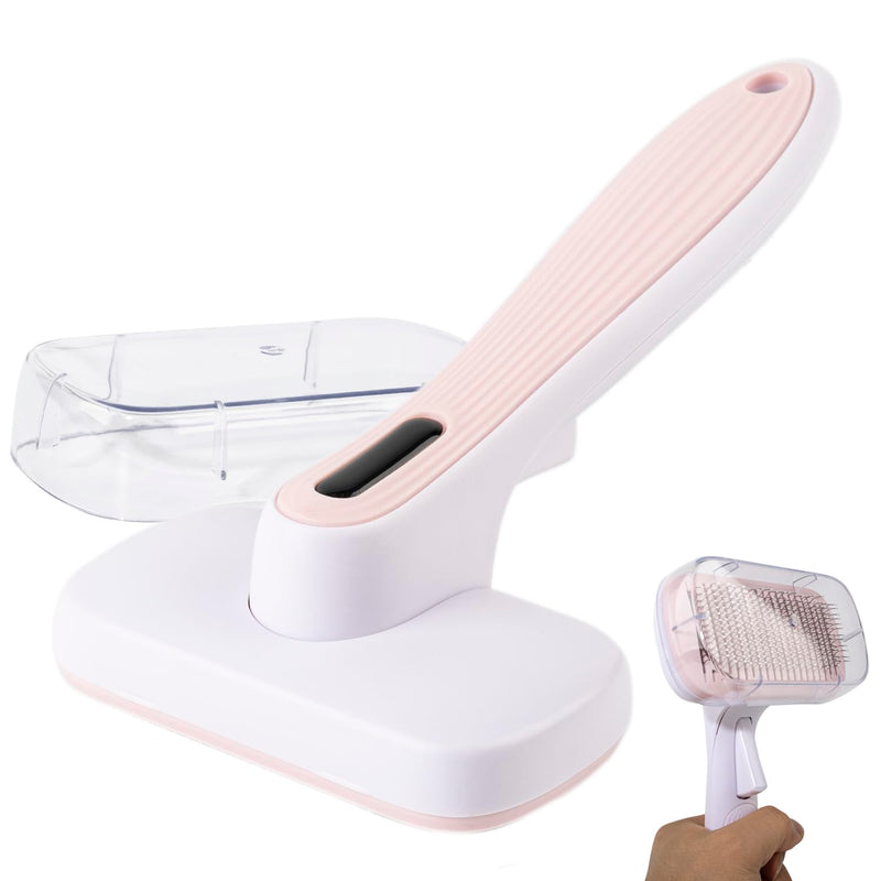 Dog Brush - Self Cleaning Dog and Cat Hair Brush, Efficient Shedding Grooming Tool for Long and Short Haired Dogs & Indoor Cats, Deshedding Comb (Pink) Pink - PawsPlanet Australia